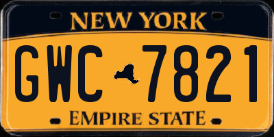 NY license plate GWC7821