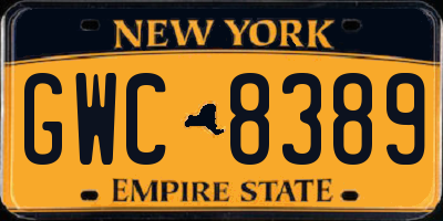 NY license plate GWC8389