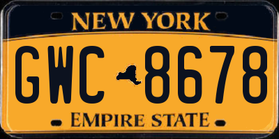 NY license plate GWC8678