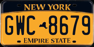 NY license plate GWC8679
