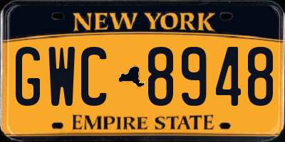 NY license plate GWC8948