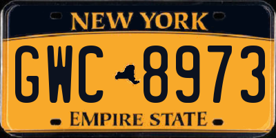 NY license plate GWC8973