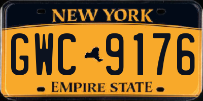 NY license plate GWC9176