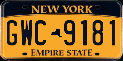 NY license plate GWC9181