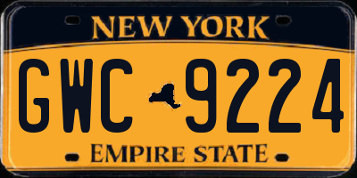 NY license plate GWC9224