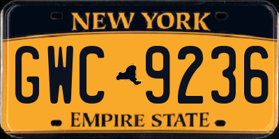 NY license plate GWC9236