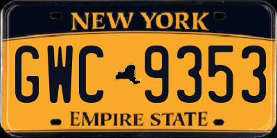 NY license plate GWC9353