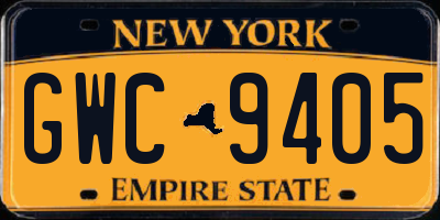 NY license plate GWC9405