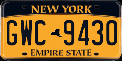 NY license plate GWC9430