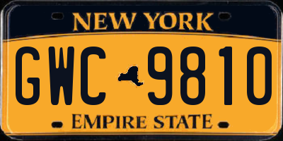 NY license plate GWC9810