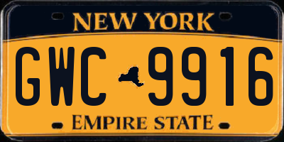 NY license plate GWC9916