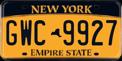 NY license plate GWC9927