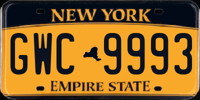 NY license plate GWC9993