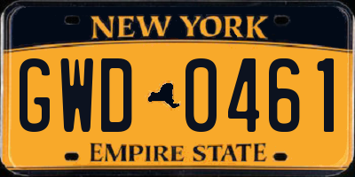 NY license plate GWD0461
