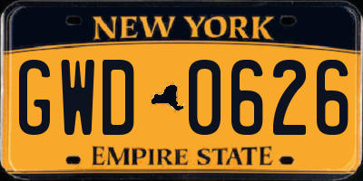NY license plate GWD0626