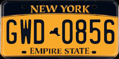NY license plate GWD0856