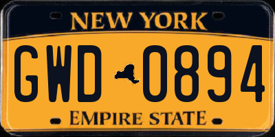 NY license plate GWD0894