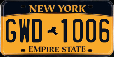NY license plate GWD1006