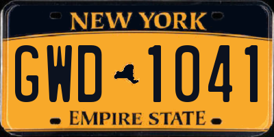 NY license plate GWD1041