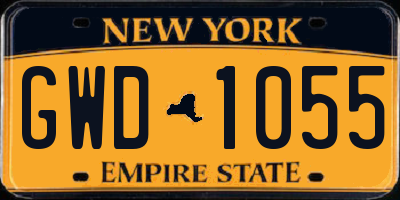 NY license plate GWD1055