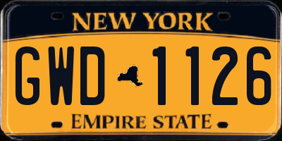 NY license plate GWD1126
