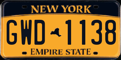 NY license plate GWD1138