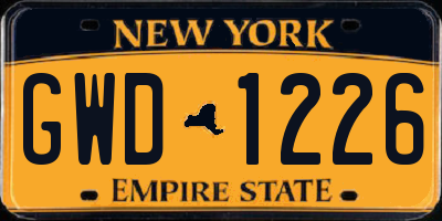 NY license plate GWD1226