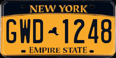 NY license plate GWD1248