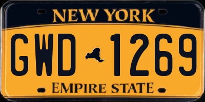 NY license plate GWD1269