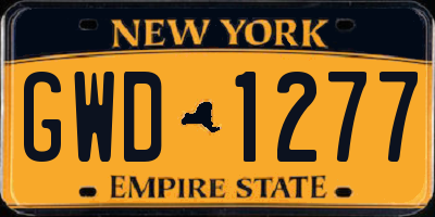 NY license plate GWD1277