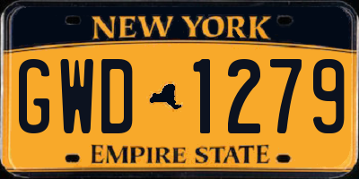 NY license plate GWD1279