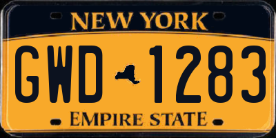 NY license plate GWD1283