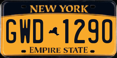 NY license plate GWD1290