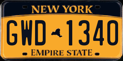 NY license plate GWD1340