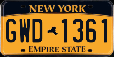 NY license plate GWD1361
