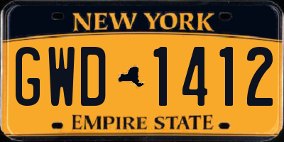 NY license plate GWD1412