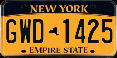 NY license plate GWD1425
