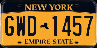 NY license plate GWD1457