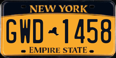 NY license plate GWD1458