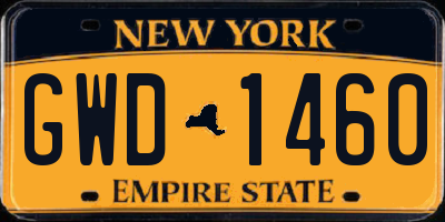 NY license plate GWD1460