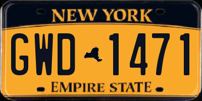 NY license plate GWD1471