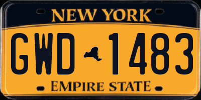 NY license plate GWD1483