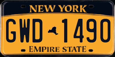 NY license plate GWD1490