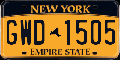 NY license plate GWD1505