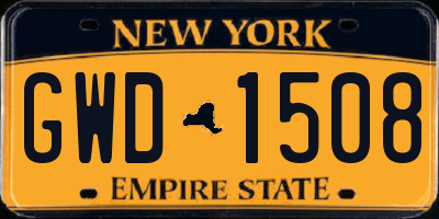 NY license plate GWD1508