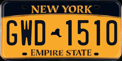 NY license plate GWD1510