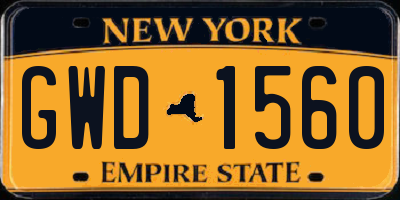 NY license plate GWD1560
