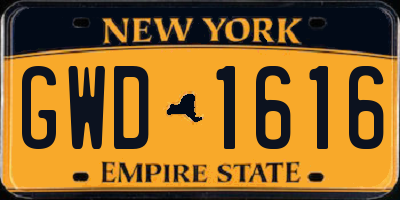 NY license plate GWD1616