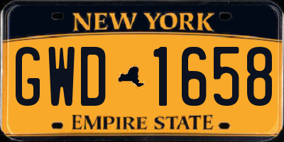 NY license plate GWD1658