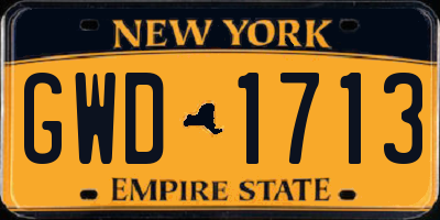 NY license plate GWD1713